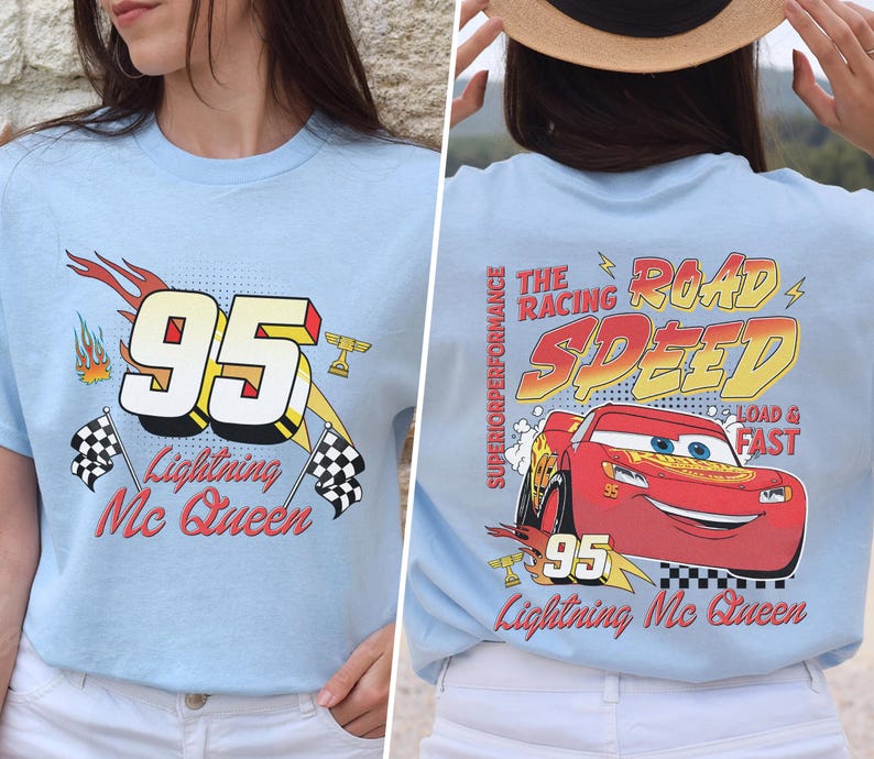 Vintage Lightning McQueen Comfort Colors Shirt, Disney Pixar Cars Shirt, Retro McQueen Graphic Tee, Disney Family Vacation Trip Shirt 2026 bild 2