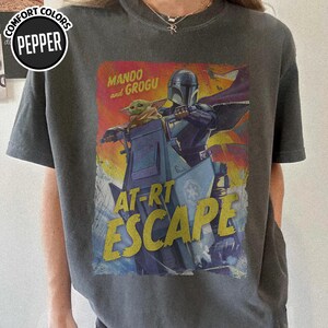 Vintage Star Wars The Mandalorian And Grogu Poster T-Shirt, Grogu Bounty Hunter Shirt, 90s Style Star Wars Shirt, Star Wars Fans Gift Tee image 6