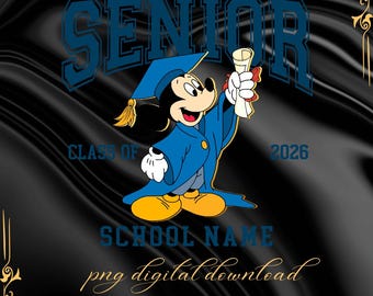 Personlig Musse Pigg & Vänner Senior 2026 PNG, Seniorresa Disney Examen 2026 PNG, Disney Examenstrupp PNG