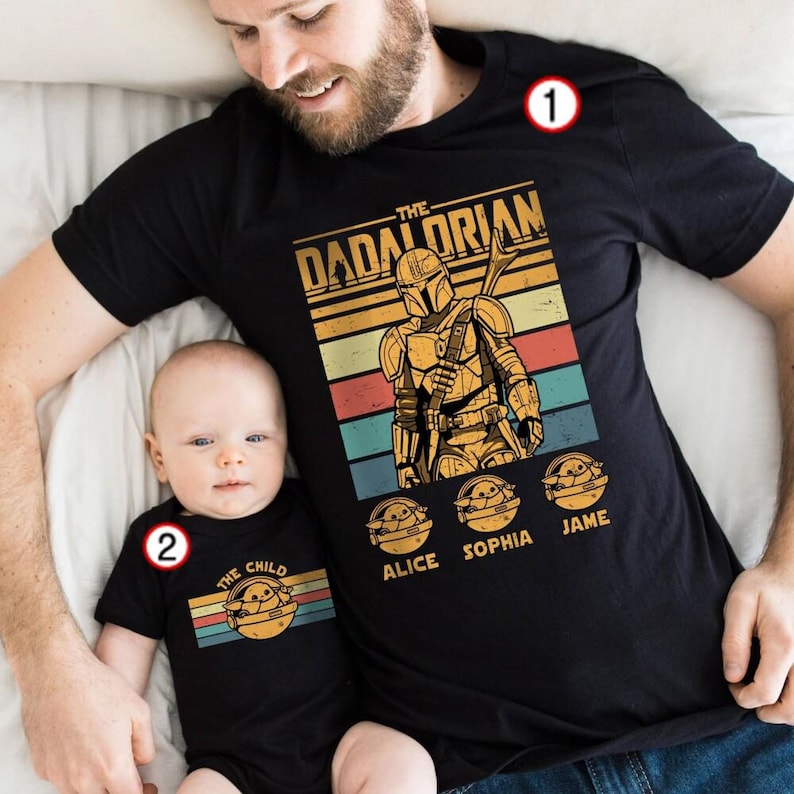 Camiseta a juego de Dadalorian y el Niño / Camiseta "Este es el camino" de Dadalorian / Camiseta para padre e hijo / Regalo del Día del Padre / Camiseta de la familia Mandalorian imagen 1