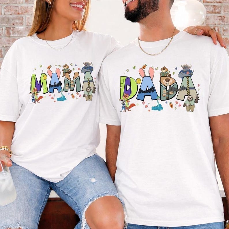 Zootopia Mama Dada Matching Family T-Shirt, Judy Hopps Nick Wilde Graphic Tee image 5