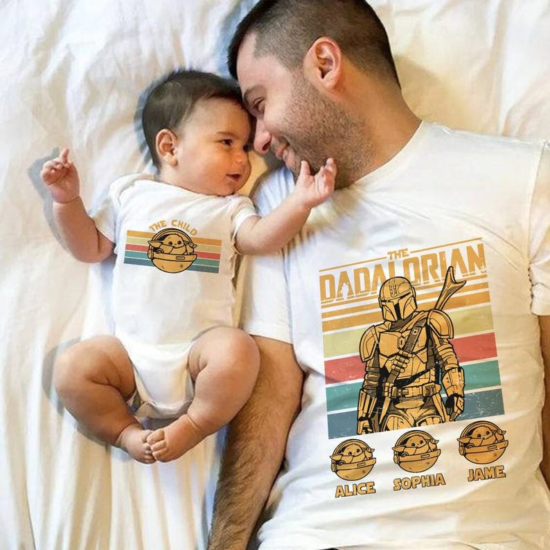 Camiseta a juego de Dadalorian y el Niño / Camiseta "Este es el camino" de Dadalorian / Camiseta para padre e hijo / Regalo del Día del Padre / Camiseta de la familia Mandalorian imagen 5