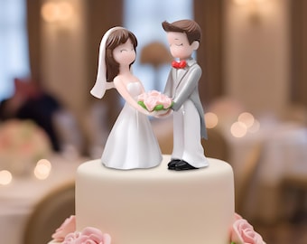 Modern Couple Cake Topper - Stylised Bride Groom Wedding Decor