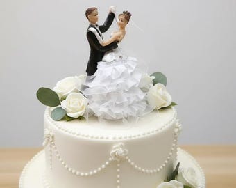 Adorno vintage para pastel de bodas para decoración nupcial rústica - Figura de novios bailando - Elegante regalo de decoración para pastel de bodas para parejas