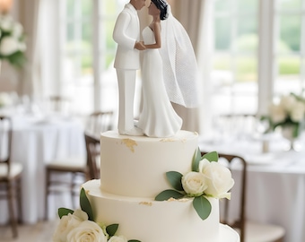 Traditional Bride and Groom Cake Topper - Wedding Couple Figurine Keepsake