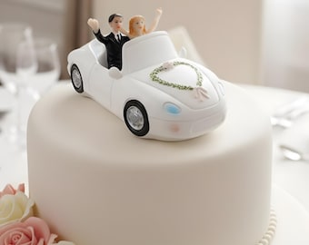 Wedding Car Cake Topper - Bride and Groom Convertible Decoration for Reception Cake