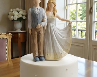 Vintage Style Bride and Groom Figurine - Wedding Cake Topper Keepsake Decor