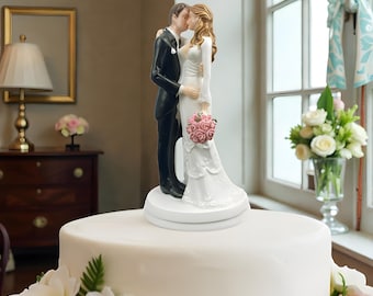 Classic Bride and Groom Cake Topper - Romantic Wedding Figurine Display