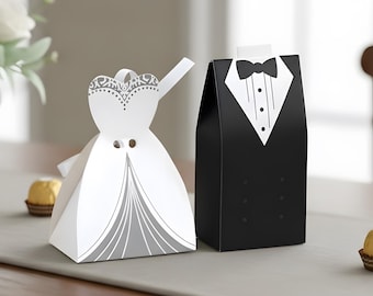 Bride and Groom Wedding Favours - Tuxedo and Dress Candy Gift Packaging