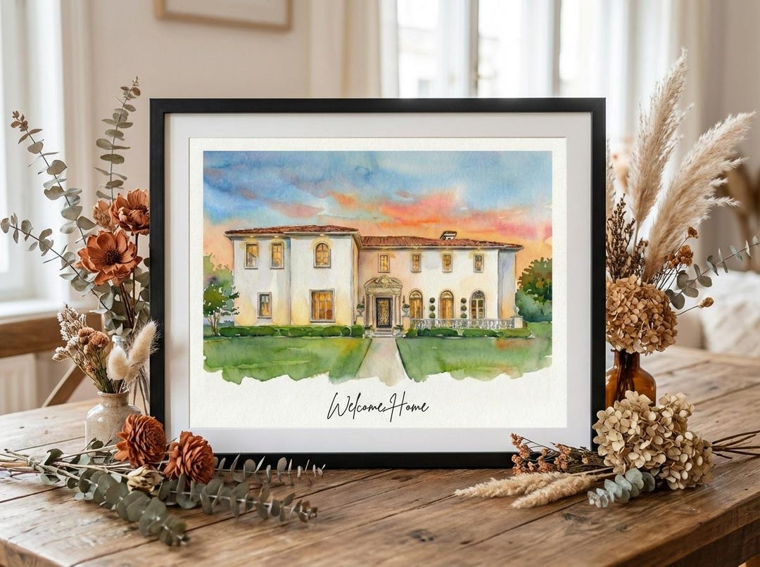 100% Custom Watercolor House Portrait, Personalized Home Illustration ...