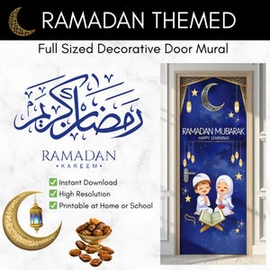 Full Size Ramadan Door Mural Digital Download | 36x80 Islamic Door Wrap Printable PDF