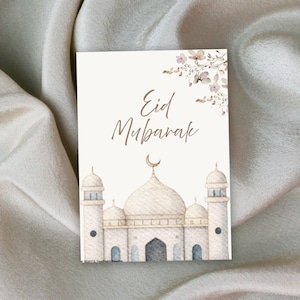 Eid Mubarak Card Set of 6 | Elegant Minimal Neutral Islamic Greeting Cards