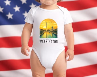 Born in Washington Baby Bodysuit, Washington DC Baby Outfit, Cute Newborn Gift, DC Skyline Baby Onesie, Comfort Colors Style