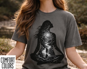 Inner Journey Woman Silhouette Shirt, Spiritual Path Graphic Tee, Meditation Art T-Shirt, Aesthetic Boho Comfort Colors Tee