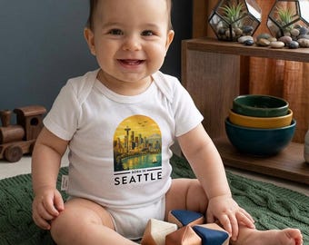 Seattle Baby Bodysuit, Born in Seattle Onesie, Washington Baby Outfit, Newborn Gift Seattle, Cute Baby Clothes, Future Seattle Baby