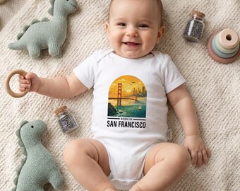 Born in San Francisco Golden Gate Baby Bodysuit, Soft Organic Cotton Shower Gift