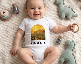 Phoenix Baby Onesie, Born in Phoenix Gift, Arizona Baby Bodysuit, Southwest Baby Shower Gift, Phoenix Arizona Newborn Outfit, Desert Clothes