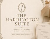 Editable Wedding Invitation Template, Elegant Old Money Wedding Suite, Canva Wedding Invite Set, Vintage Invite, Luxury Wedding Stationery