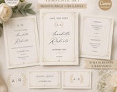 Partecipazione Matrimonio Canva Template Editabile | Wedding Invitation Elegante Beige Oro | Save The Date + RSVP | Invito Nozze Digitale