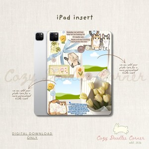 May include: iPad insert with a collage design featuring illustrations of cats, flowers, and a blue ribbon. The design includes space for a photo and the text "Someday, we will find what we are looking for". The words "Digital Download Only" are also present.