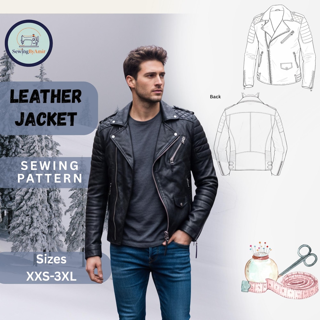Leather Jacket Sewing Pattern PDF | Mens & Womens Jacket Pattern | A0 ...
