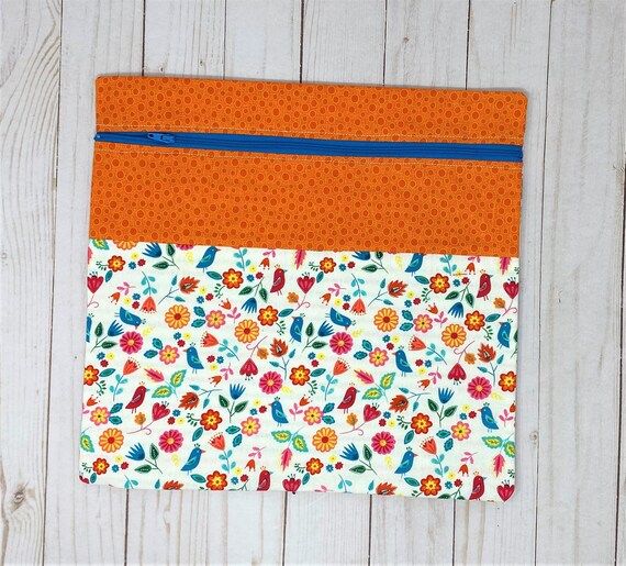 Cross Stitch Project Bag Bluebirds and Floral With Orange Etsy