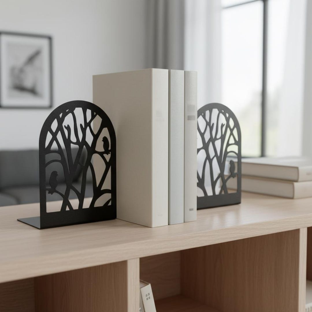 Metal Tree Bookends, Black Silhouette Bookshelf Decor - Etsy