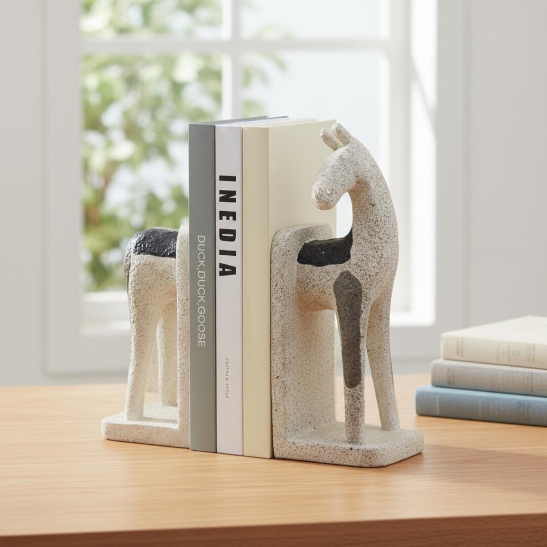 Abstract Horse Bookends Modern Resin Sculpture Nordic Stone Texture ...