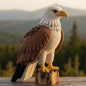 Wzór szydełkowy orła amigurumi w formacie PDF | Samouczek wykonania realistycznego pluszowego ptaka