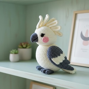 Amigurumi Cockatoo Crochet Pattern, Tropical Bird Plush Toy (PDF Download)