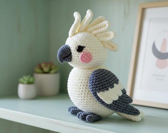 Amigurumi Cockatoo Crochet Pattern, Tropical Bird Plush Toy (PDF Download)