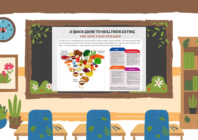 New Food Pyramid 2026, Healthy Eating Guide, Food Categories Breakdown ...
