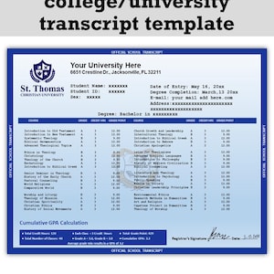 Editable College transcript, University Transcript Template, official transcript template, custom transcript, ppt file, transcript design