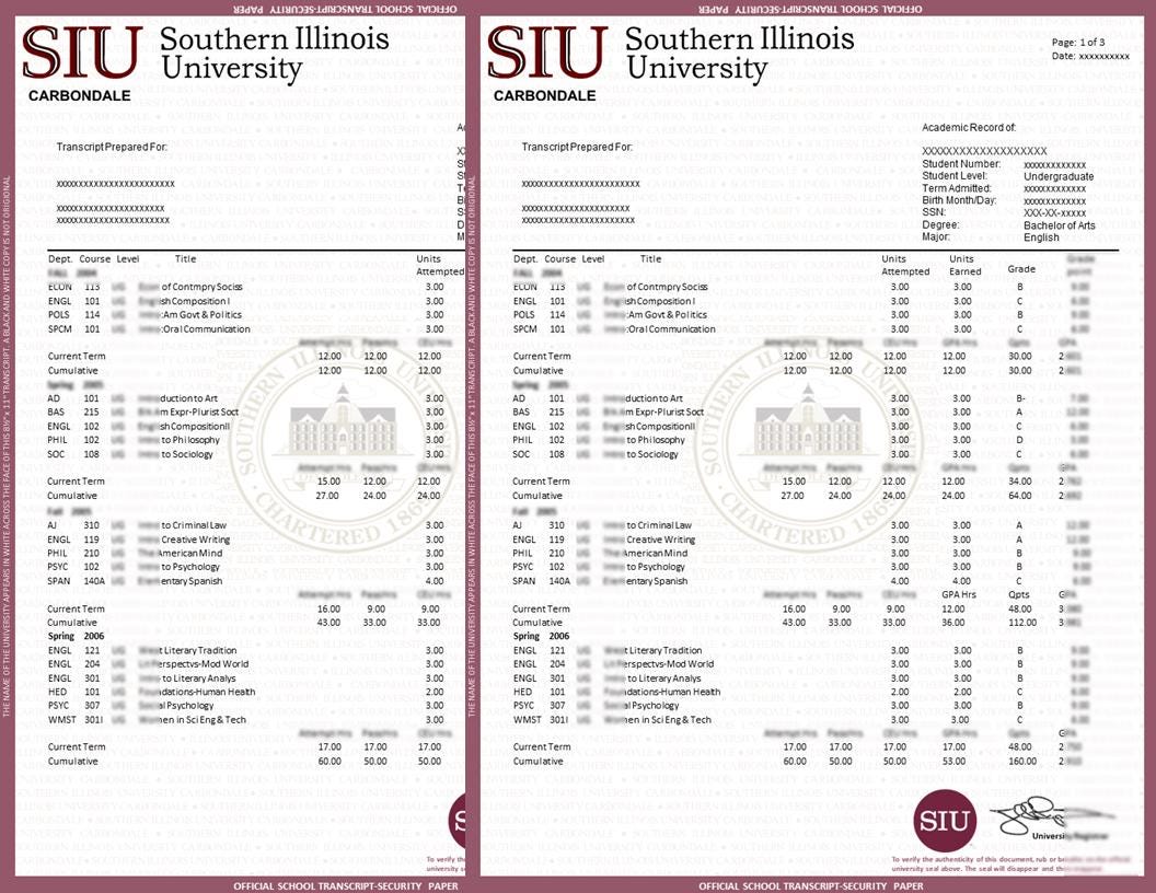 Custom University Transcript Design, College Transcript Design and ...