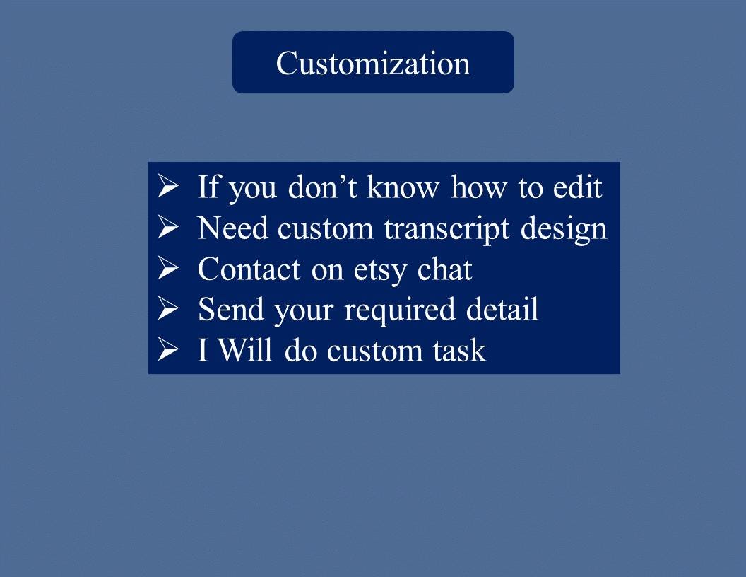 Editable University Transcript, College Transcript, Custum Transcript ...