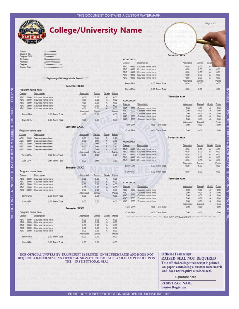 Editable College Transcript Template | University Transcript Template ...