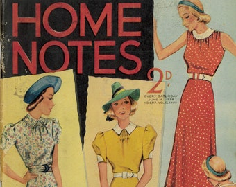 E-book Vintage Home Notes PDF Women's Fashion Magazine June 1938 1930s 1940s