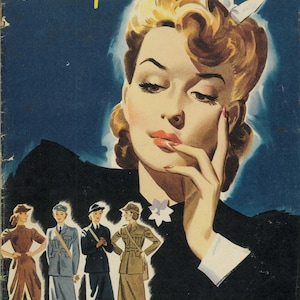 May include: A magazine cover featuring a woman with blonde hair and a red lipstick. The magazine is titled "Everywoman" and the subheading is "And Woman's Fair Independence March 1942". The cover also features four women in uniform.