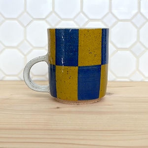 Blue Check Mug - Etsy