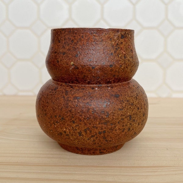 Handmade Deep Orange-Red Ceramic Vase