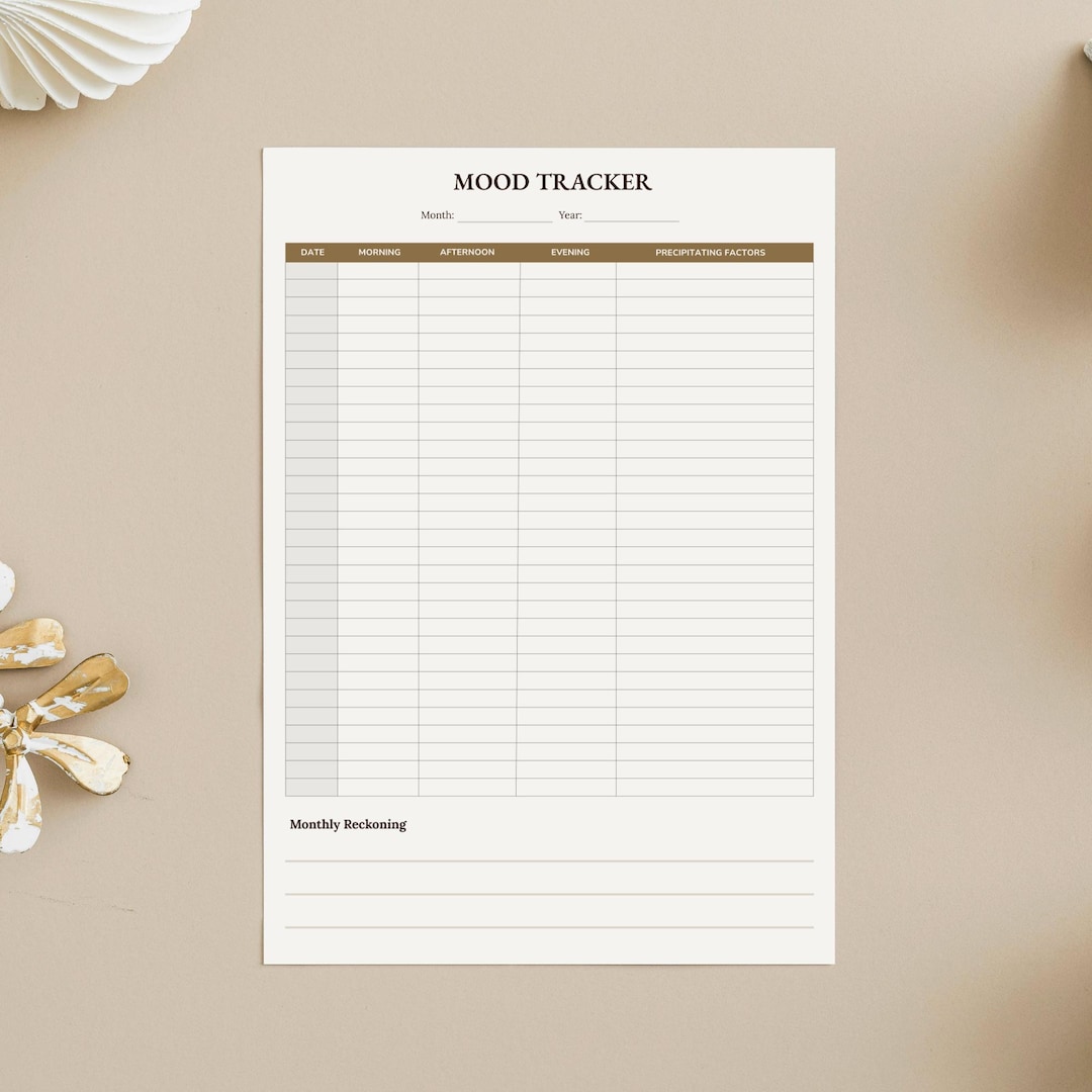 Daily Mood Tracker Printable PDF | Emotion Log Journal | Mental Health ...