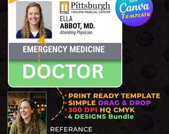 The Pitt ER Doctor ID Badge Canva Template | Medical Drama Cosplay Prop (Digital Download)
