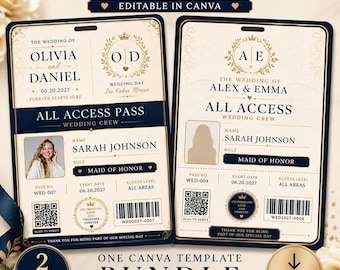 Luxury Wedding VIP Pass Canva Template | 2-Design Bundle