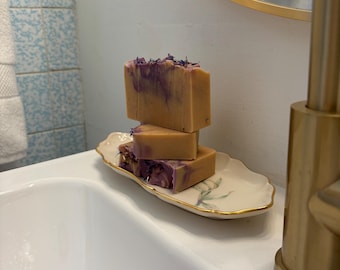 Jabón de leche de cabra con vainilla – Barra de sebo y aceite de coco – Jabón cremoso, hidratante y hecho a mano