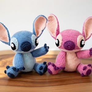 Stitch Angel Amigurumi Crochet Pattern PDF | Blue Alien Couple Plushie (Digital Download) image 2