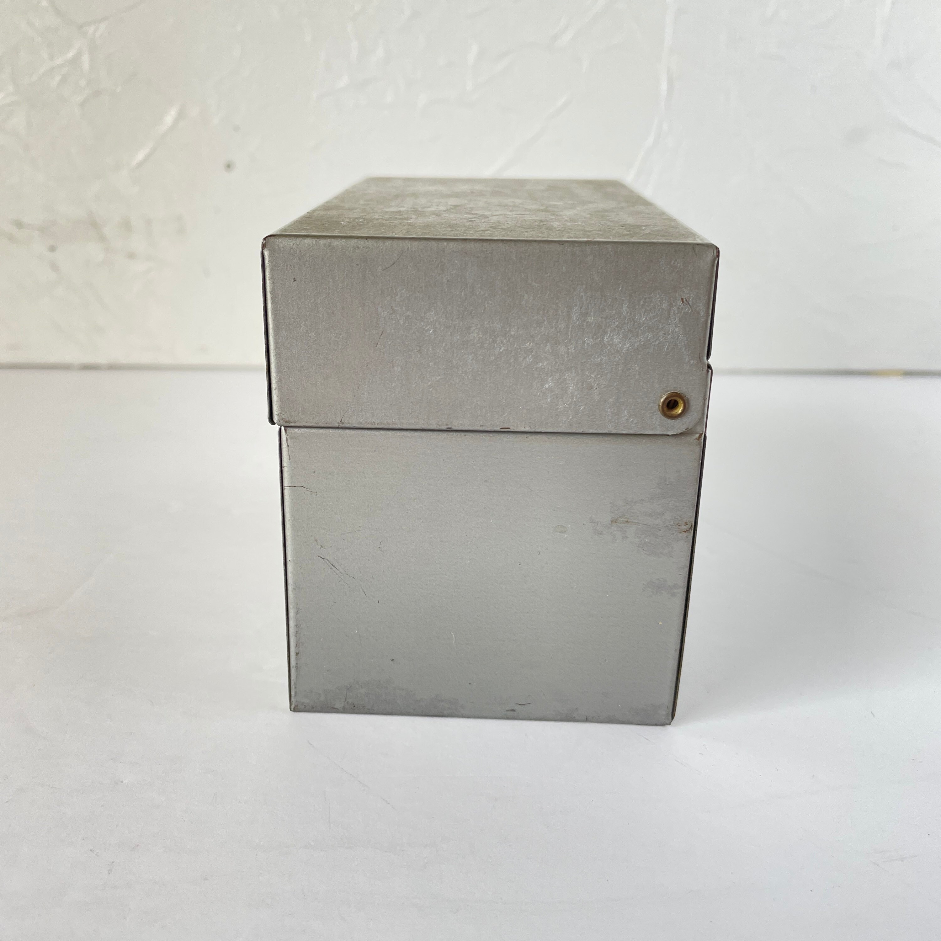 Office & Desk Storage File Box 3x5 Vintage Metal Index Card Recipe Seed