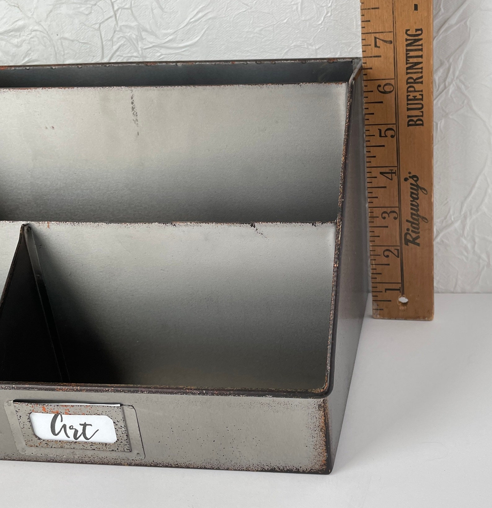 Metal Desk Organizer Mail Sorter Label Slot Pen Holder Etsy