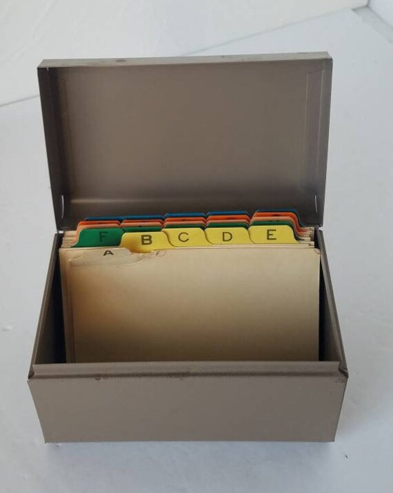 File Box 3x5 Vintage Metal Index Card Holder with Alphabetic Etsy