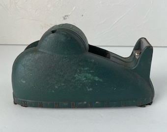 Tape Dispenser Cast Iron Vintage Whale Shape Green Heavy Duty