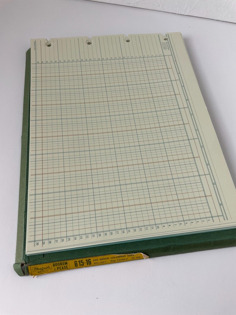 Vintage Columnar Sheets Standard Boorum Pease G15 16 Green Old Paper ...